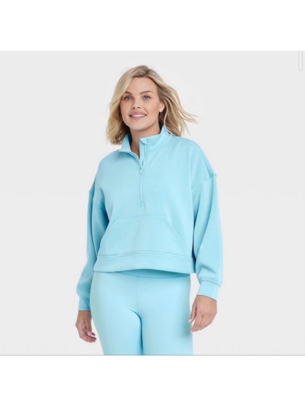 all in motion Sandwash  Light Blue Half-Zip Pullover - Picture 3 of 7